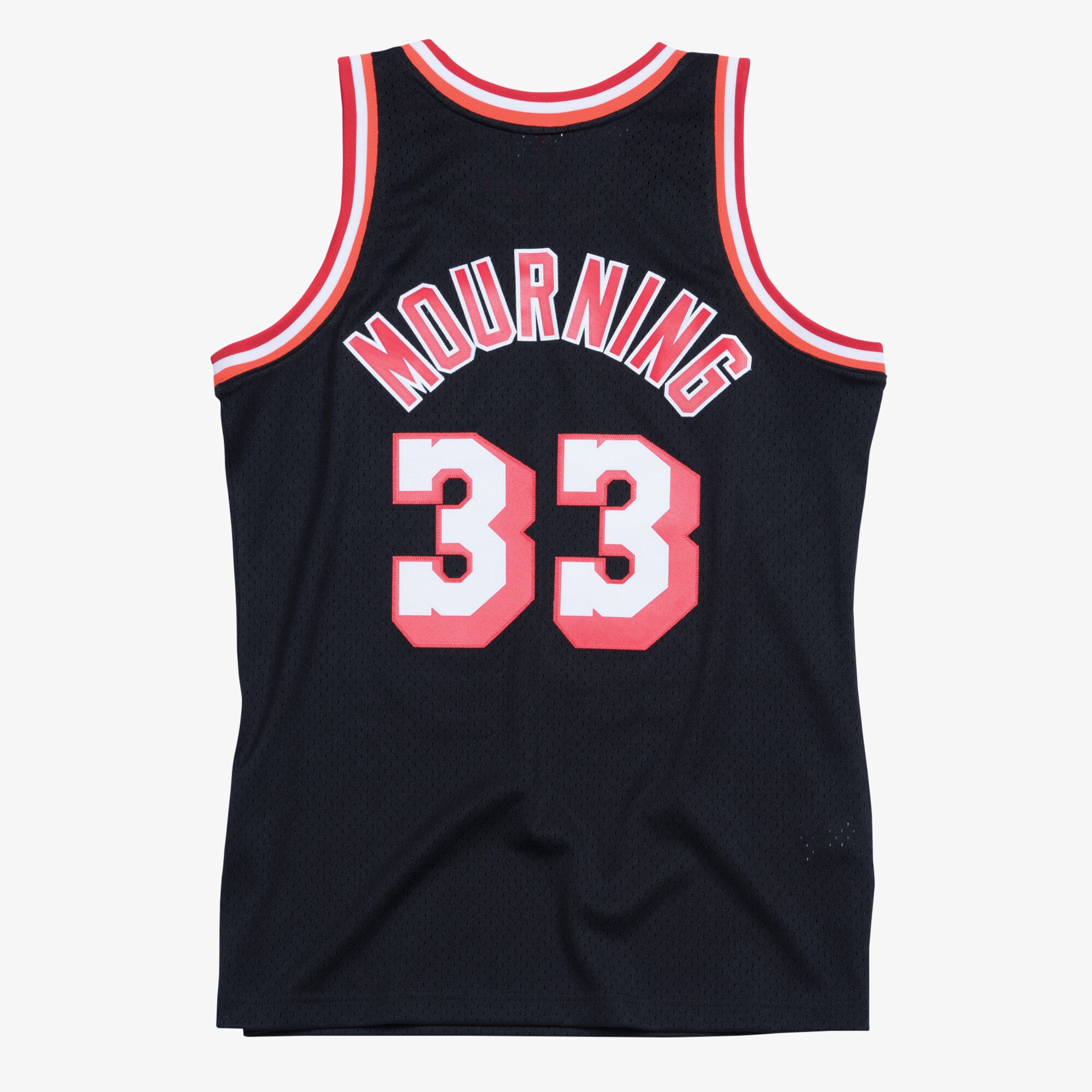 Men's Mitchell & Ness Alonzo Mourning Black Miami Heat Hardwood Classics Swingman Jersey