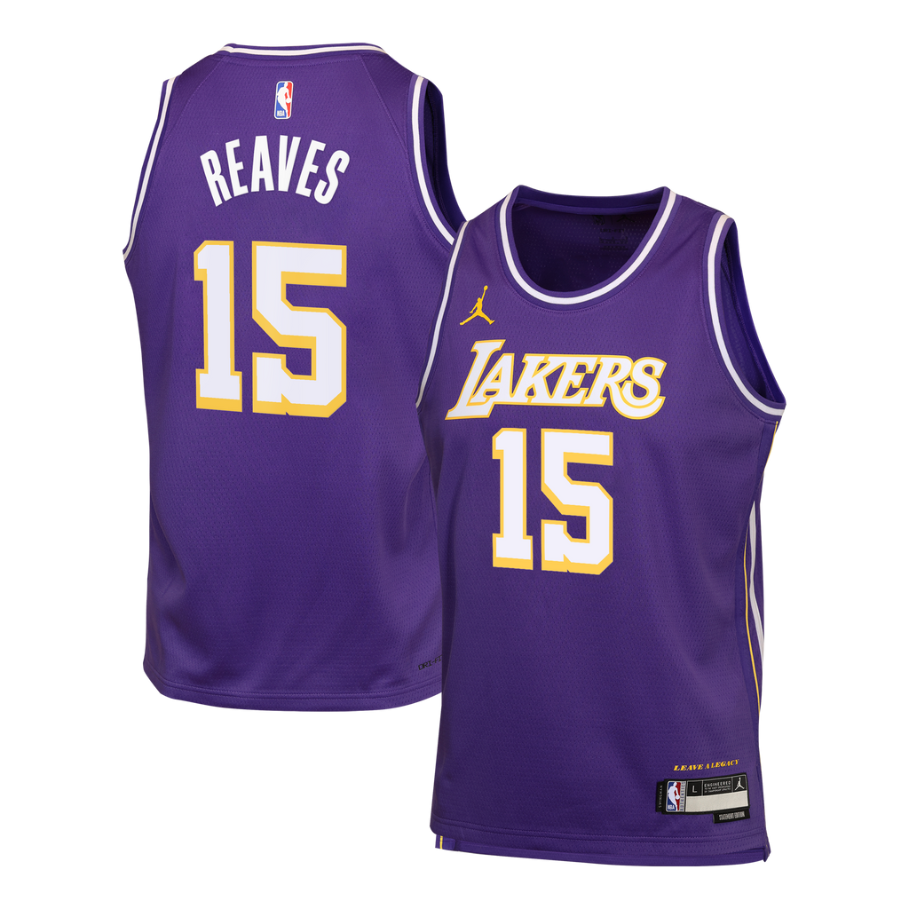Los Angeles Lakers Jordan Brand Statement Edition Jersey - Purple - Austin Reaves - Youth