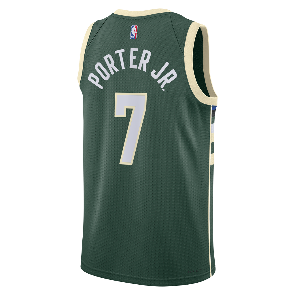 Milwaukee Bucks Nike Icon Edition Swingman Jersey - Hunter Green - Kevin Porter Jr. - Unisex