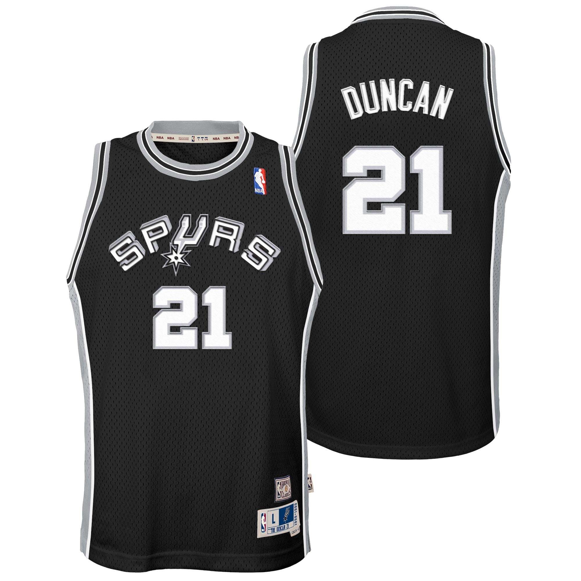 San Antonio Spurs Tim Duncan 1998-99 Hardwood Classics Road Swingman Jersey - Black - Youth