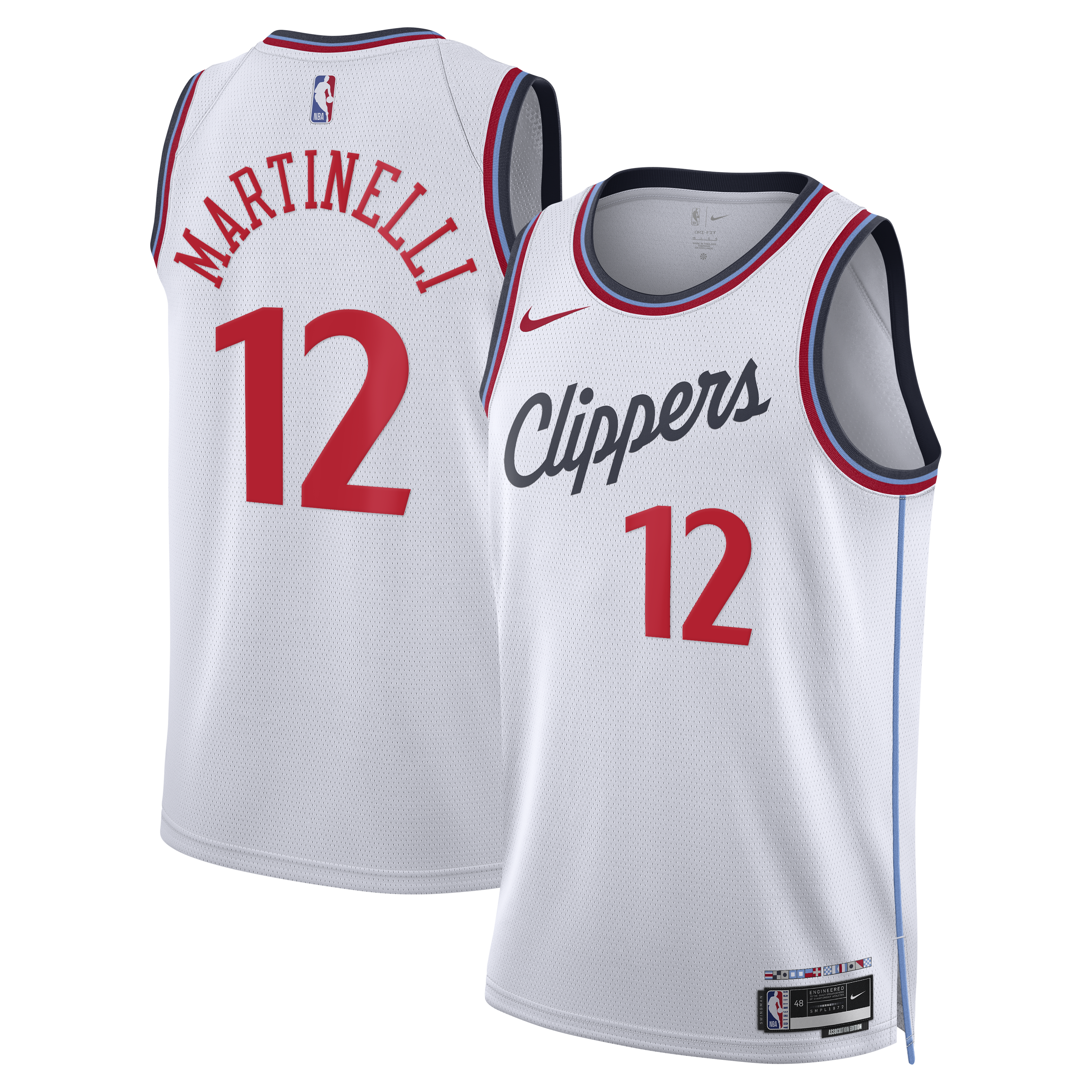 Los Angeles Clippers Nike Replica Association Edition Swingman Jersey - White - Nick Martinelli - Unisex
