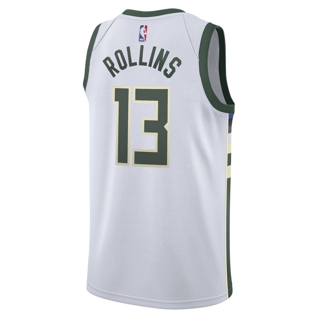 Milwaukee Bucks Nike Association Edition Swingman Jersey - White - Ryan Rollins - Youth