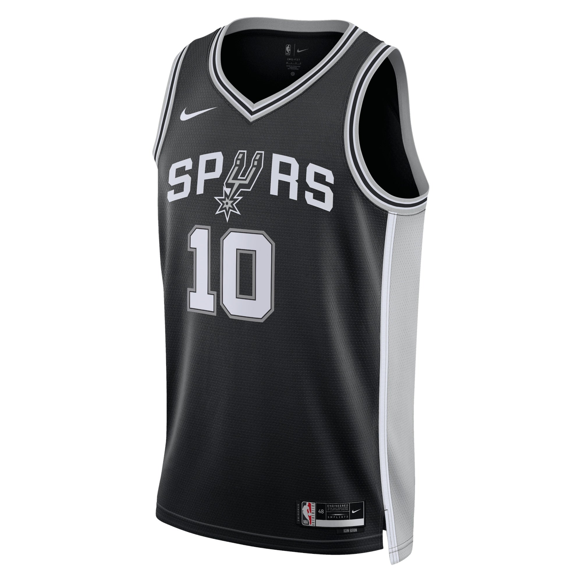San Antonio Spurs Nike Icon Edition Swingman Jersey - Black - Jeremy Sochan - Unisex