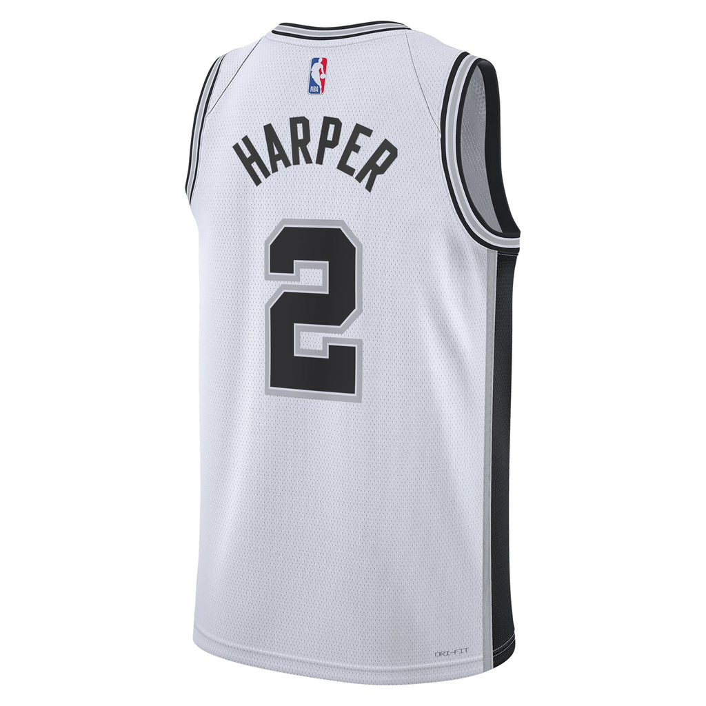 San Antonio Spurs Nike Association Swingman Jersey NBA 2025 First Round Draft Pick - White - Dylan Harper - Youth