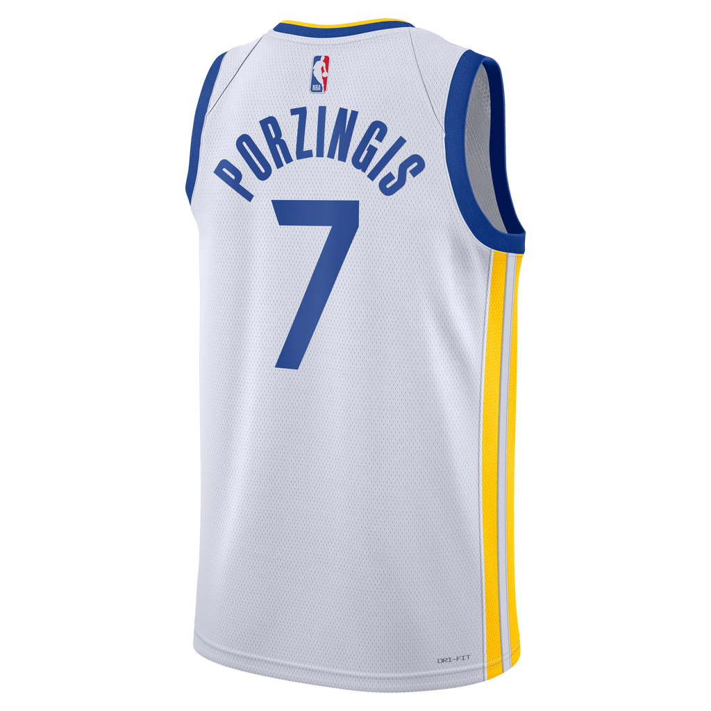 Golden State Warriors Nike Association Edition Swingman Jersey - White - Kristaps Porziņģis - Unisex