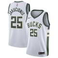 Milwaukee Bucks Nike Association Edition Swingman Jersey - White - Kasparas Jakučionis - Youth
