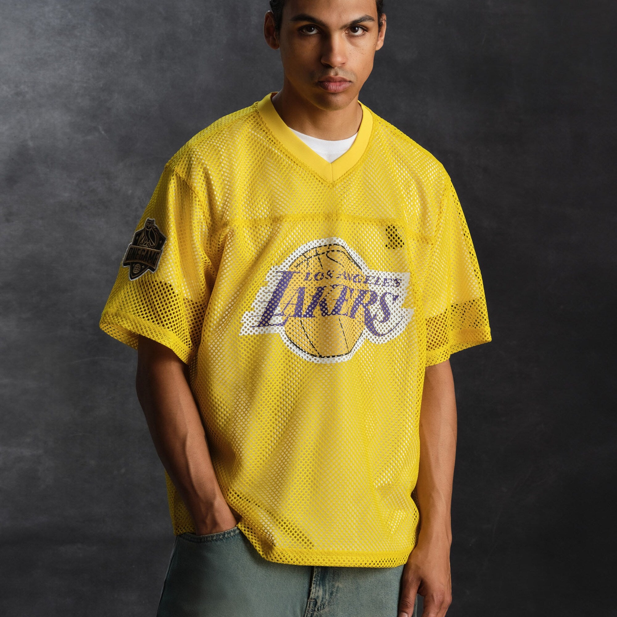 Los Angeles Lakers X OVO Mesh Football Jersey - Mens
