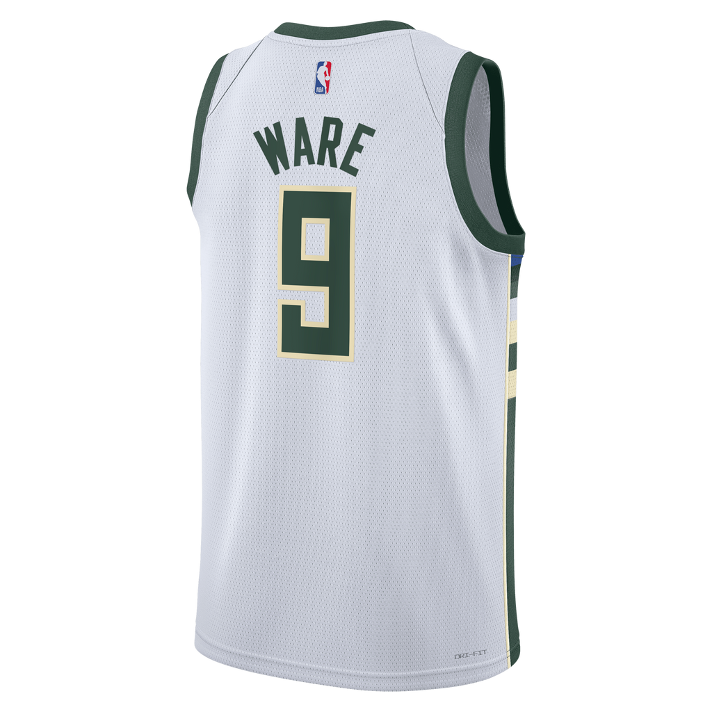 Milwaukee Bucks Nike Association Edition Swingman Jersey - White - Kel'el Ware - Unisex