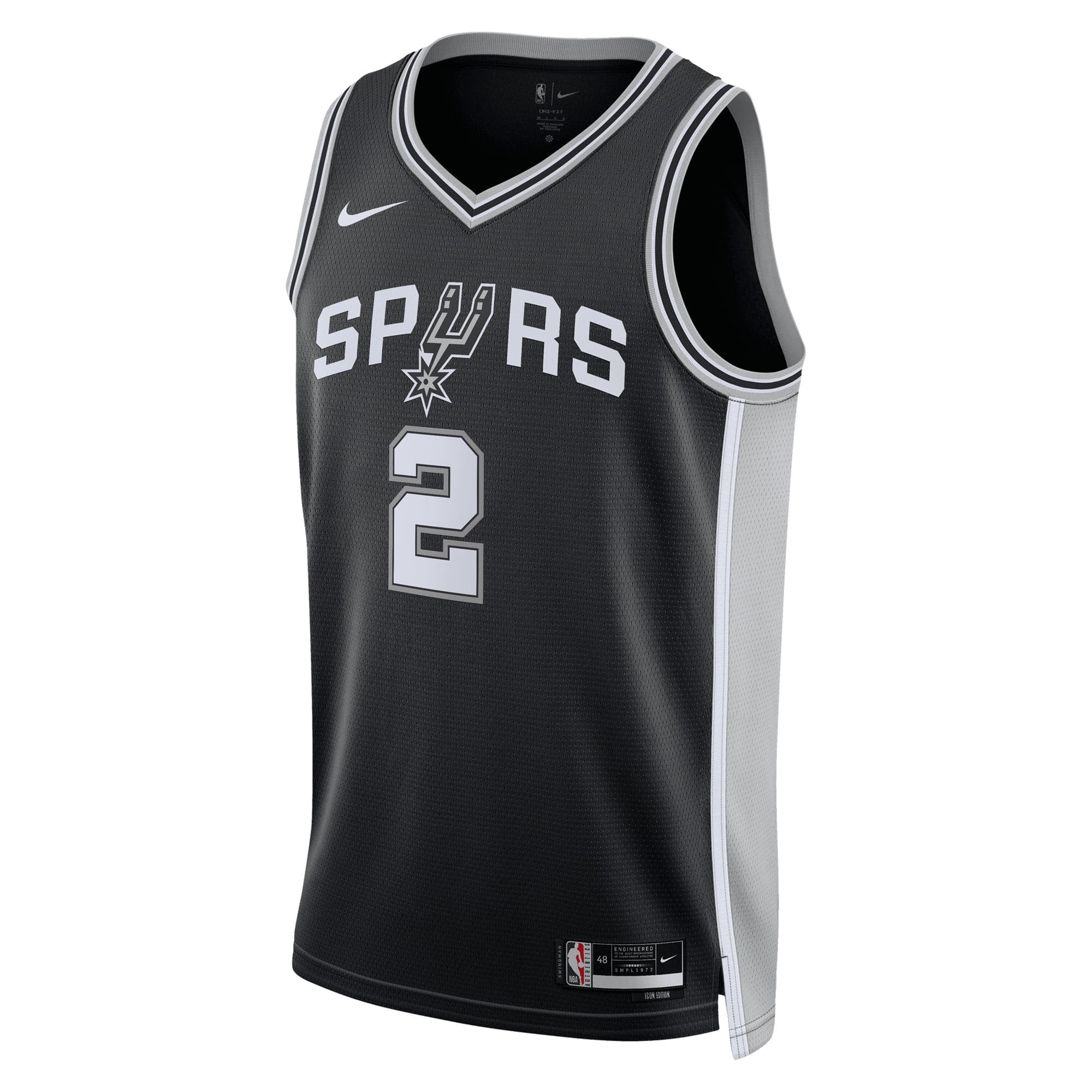 San Antonio Spurs Nike Icon Edition Swingman Jersey NBA 2025 First Round Draft Pick - Black - Dylan Harper - Unisex