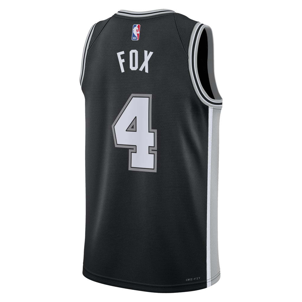 San Antonio Spurs Nike Icon Edition Swingman Jersey - Black - De'Aaron Fox - Unisex
