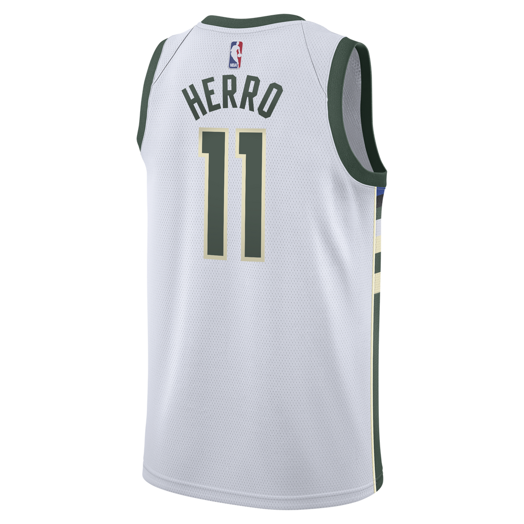 Milwaukee Bucks Nike Association Edition Swingman Jersey - White - Tyler Herro - Youth