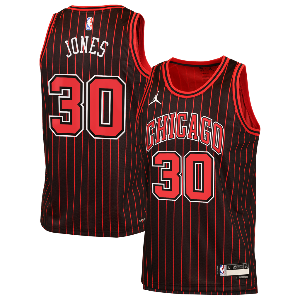 Chicago Bulls Jordan Brand Statement Edition Jersey - Black - Tre Jones - Youth
