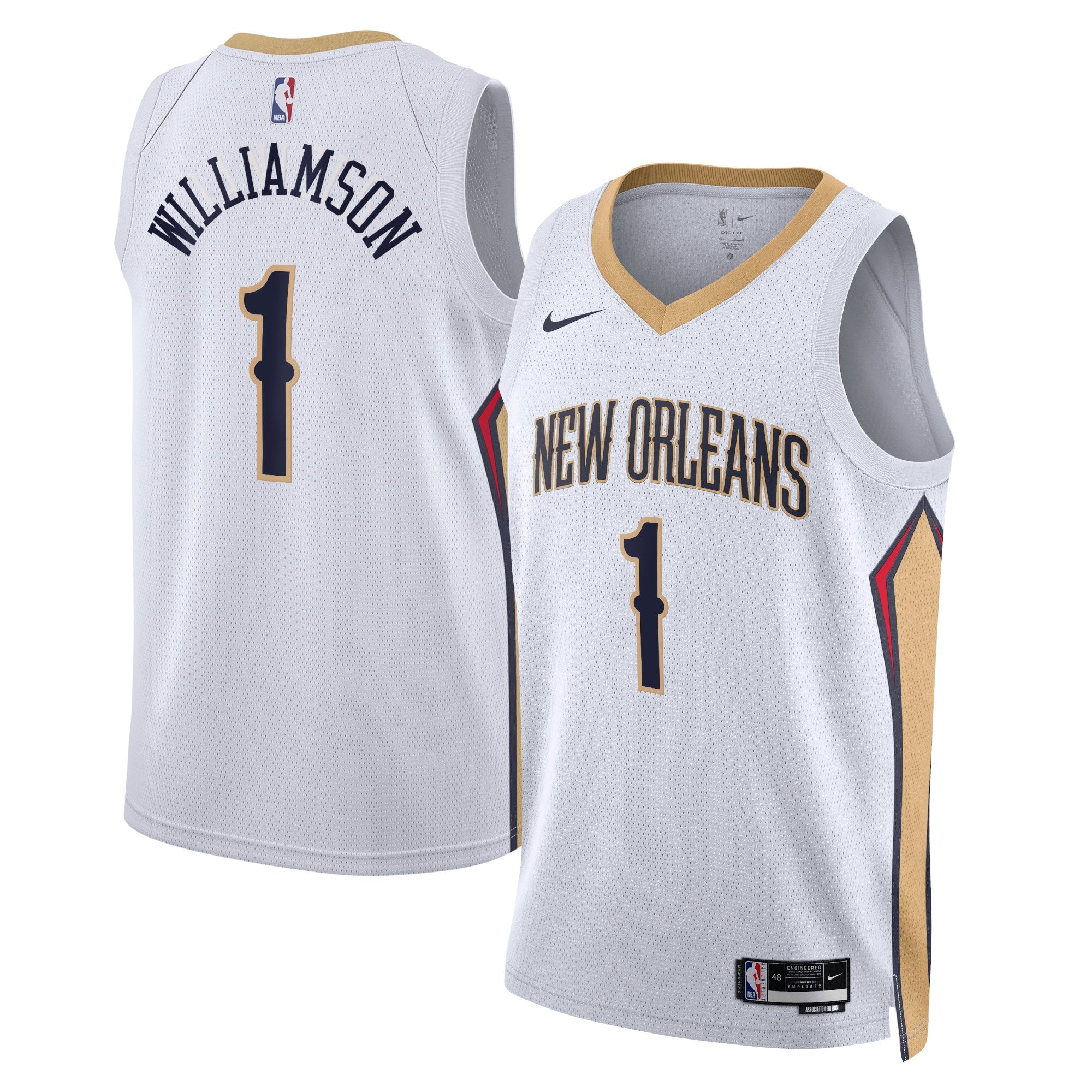 New Orleans Pelicans Nike Association Edition Swingman Jersey - White - Zion Williamson - Unisex